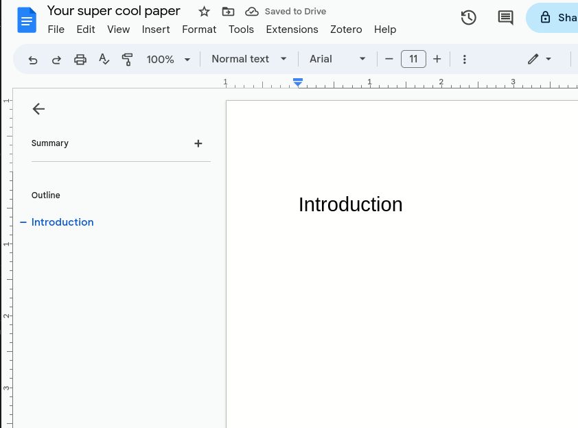 Animated gif of: 1) highlighting the word &lsquo;Introduction&rsquo; in a Google Doc; 2) clicking the - sign next to the font size to decrease the size of &lsquo;Introduction&rsquo;; 3) selecting &lsquo;Heading 1&rsquo; from the main bar; 4) hovering of &lsquo;Heading 1&rsquo; in the list of headings; 5) selecting &lsquo;Update Heading 1 to match&rsquo;